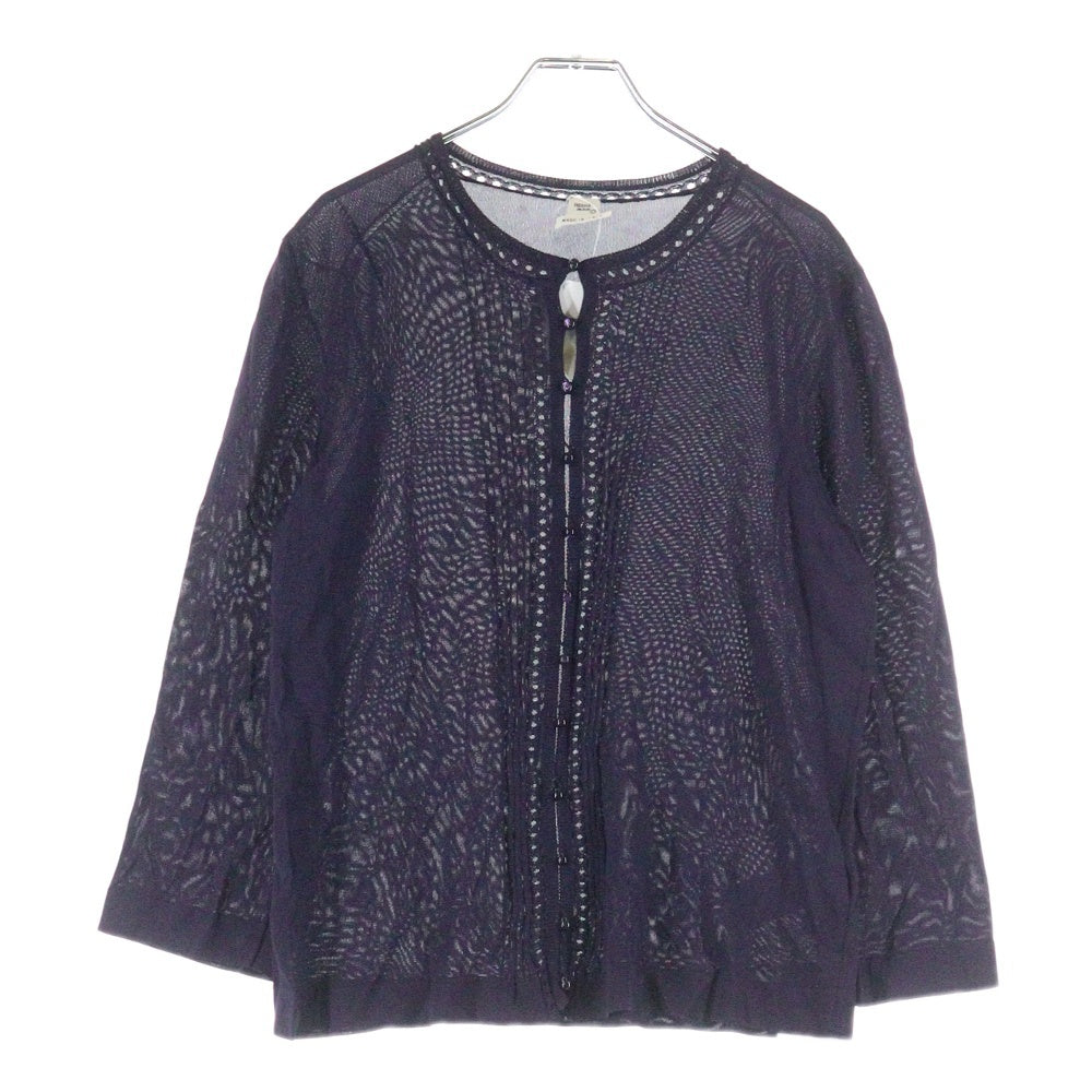 HERMES(エルメス) ビスコース レーヨンニット クルーネック 長袖カーディガン パープル レディース