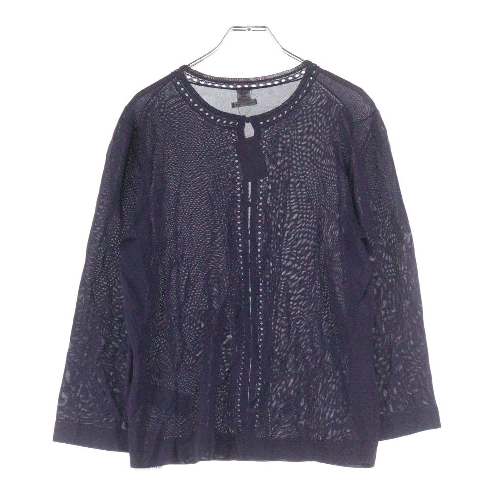 HERMES(エルメス) ビスコース レーヨンニット クルーネック 長袖カーディガン パープル レディース