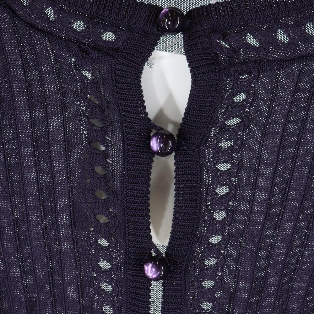 HERMES(エルメス) ビスコース レーヨンニット クルーネック 長袖カーディガン パープル レディース