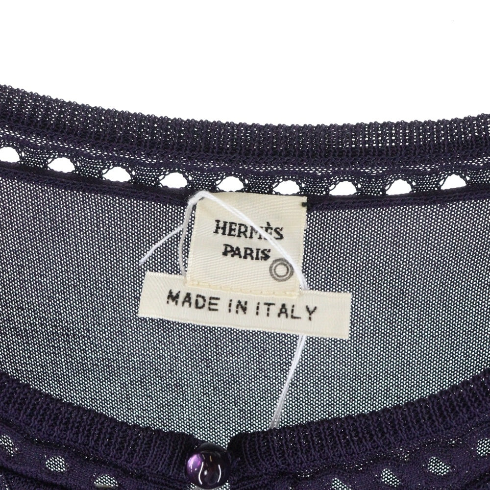 HERMES(エルメス) ビスコース レーヨンニット クルーネック 長袖カーディガン パープル レディース