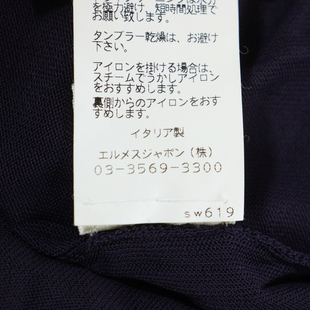 HERMES(エルメス) ビスコース レーヨンニット クルーネック 長袖カーディガン パープル レディース