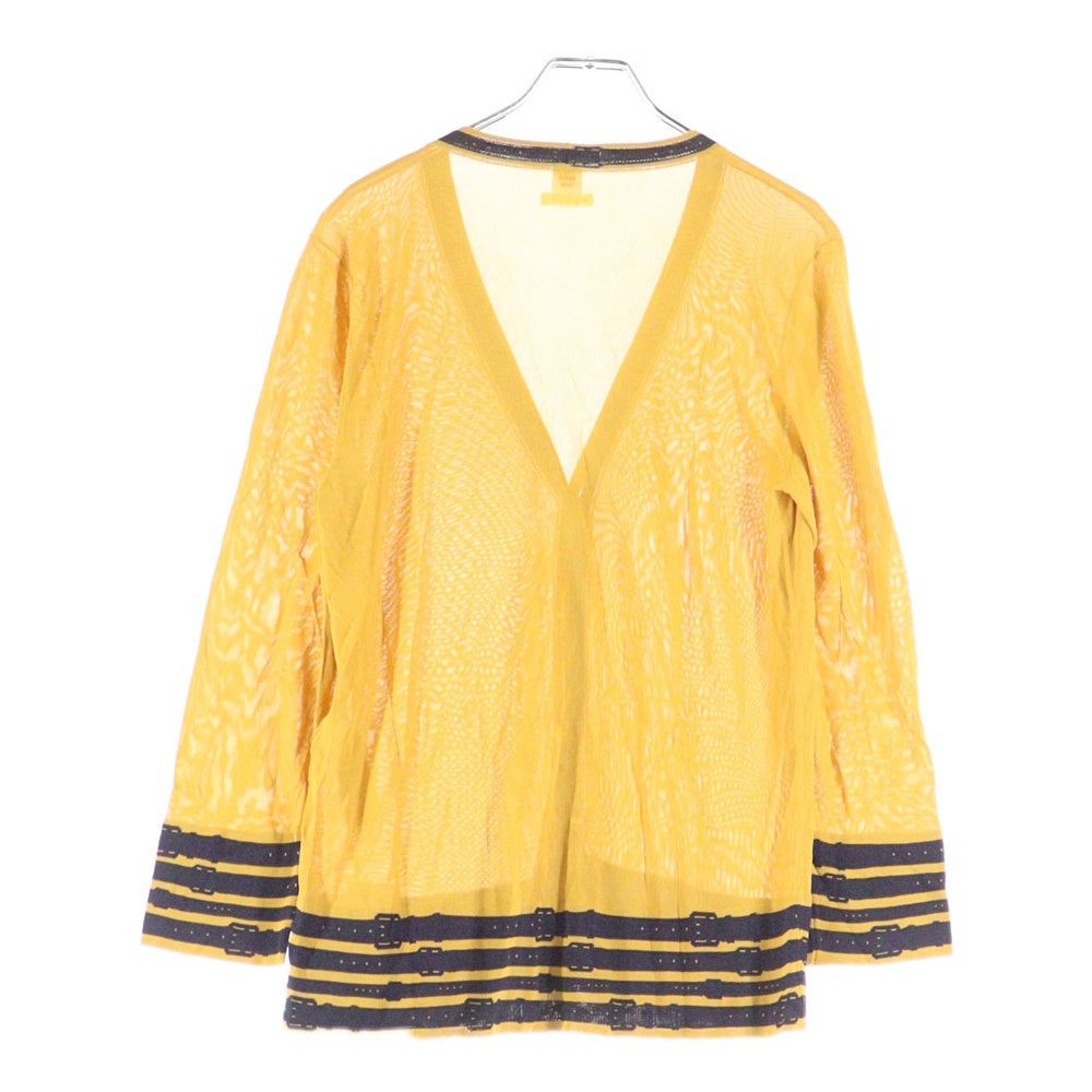 HERMES(エルメス) シェーヌダンクル バックルボタン バイカラー レーヨンニット カーディガン イエロー/ネイビー レディース