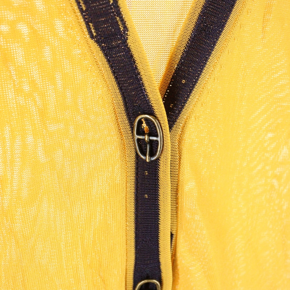 HERMES(エルメス) シェーヌダンクル バックルボタン バイカラー レーヨンニット カーディガン イエロー/ネイビー レディース