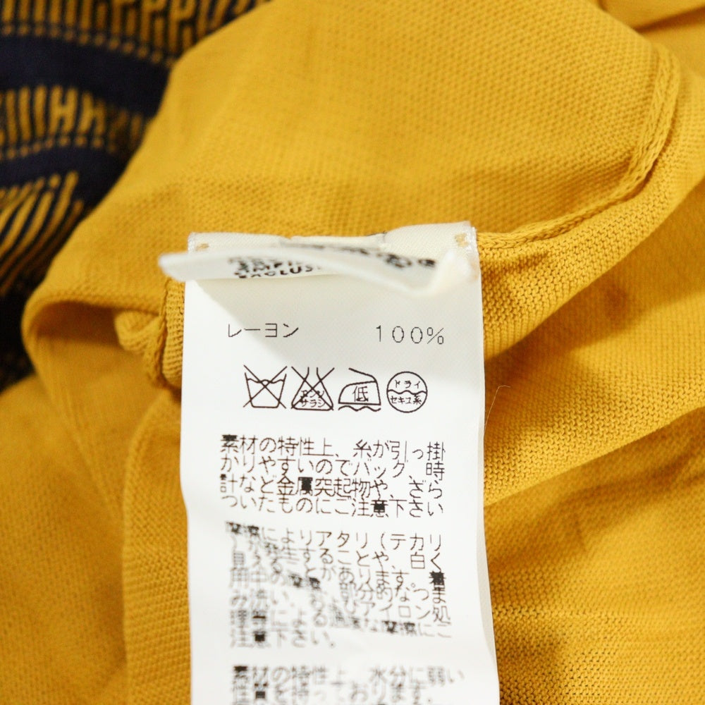 HERMES(エルメス) シェーヌダンクル バックルボタン バイカラー レーヨンニット カーディガン イエロー/ネイビー レディース