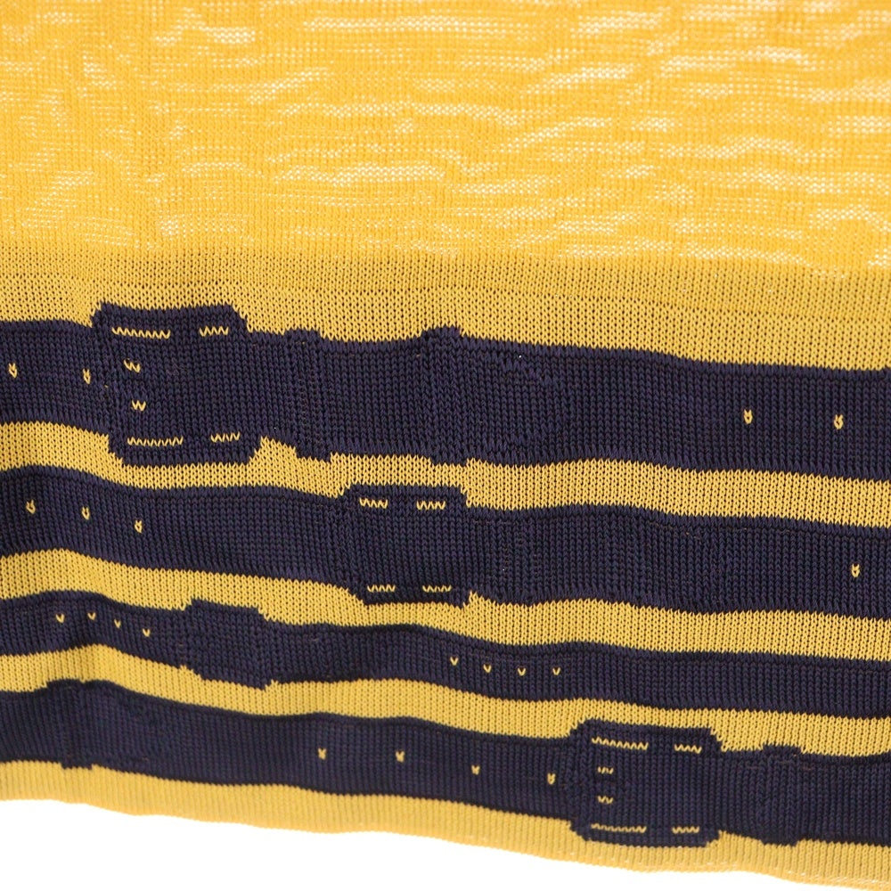 HERMES(エルメス) ベルトデザイン ビスコース レーヨンニット ノースリーブ タンクトップ カットソー トップス イエロー/ネイビー レディース