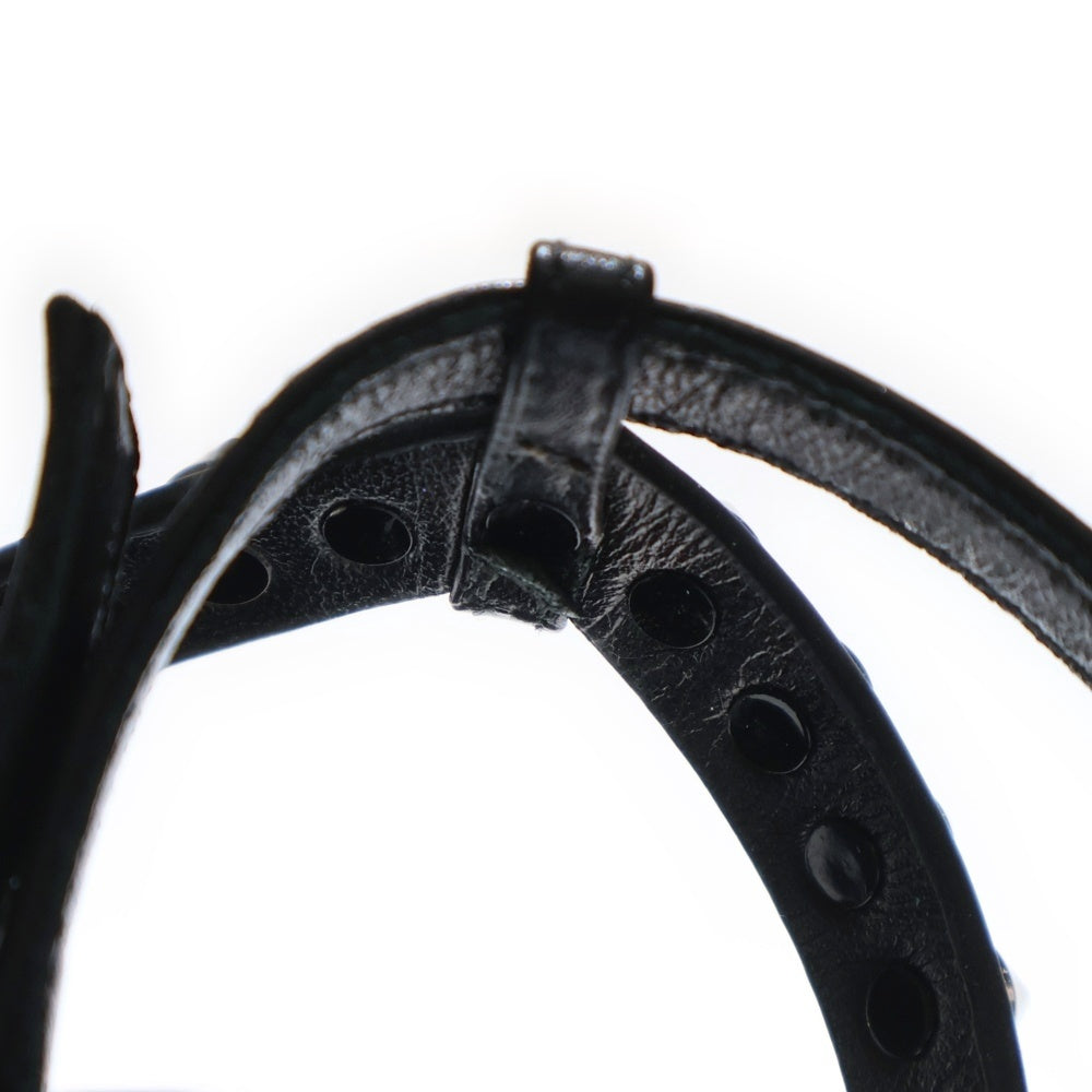 CHRISTIAN LOUBOUTIN(クリスチャンルブタン) スパイクスタッズ レザー ウェッジソール エスパドリーユ ヒール ストラップサンダル ブラック