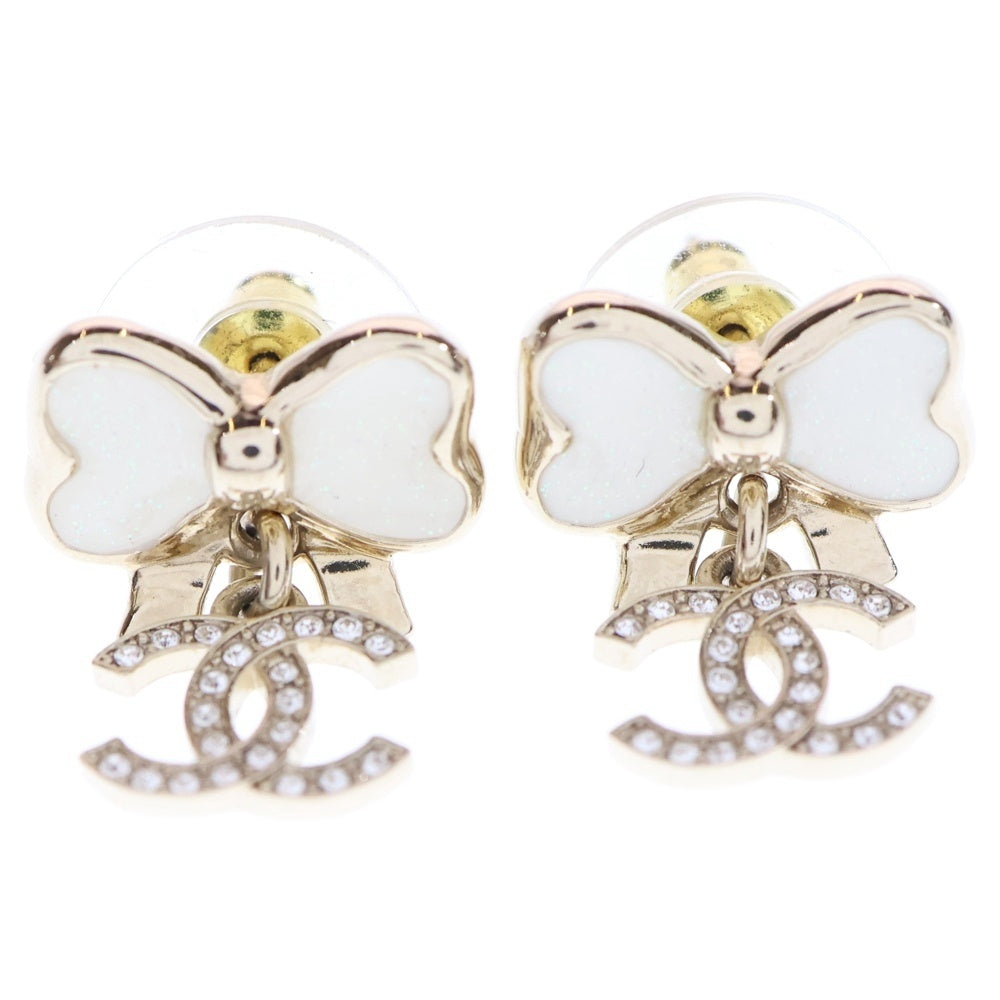 CHANEL(シャネル) ココマーク ラインストーン リボン ピアス ゴールド GP L25P