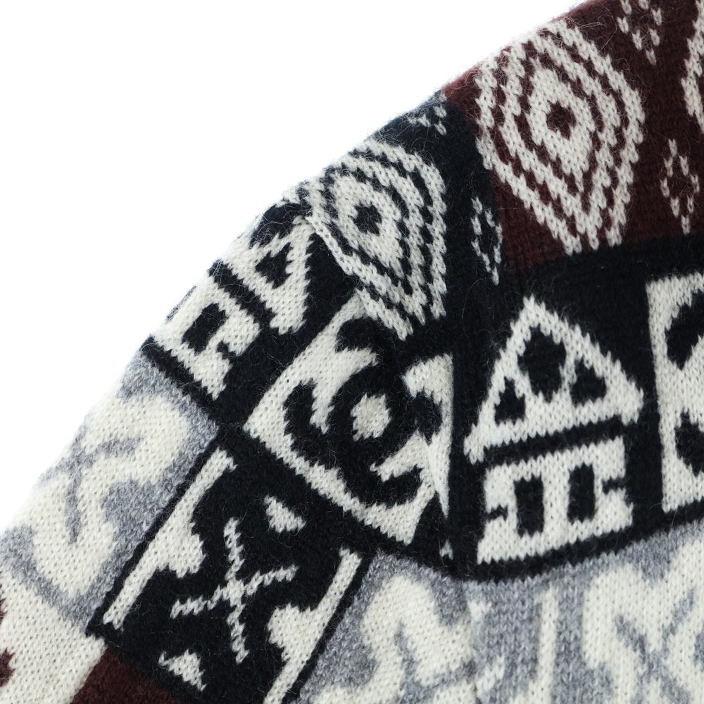 CHANEL(シャネル) ココマーク カシミヤ ノルディック柄 クルーネック プルオーバー 長袖ニット セーター グレー/ブラウン レディース P62184K47603