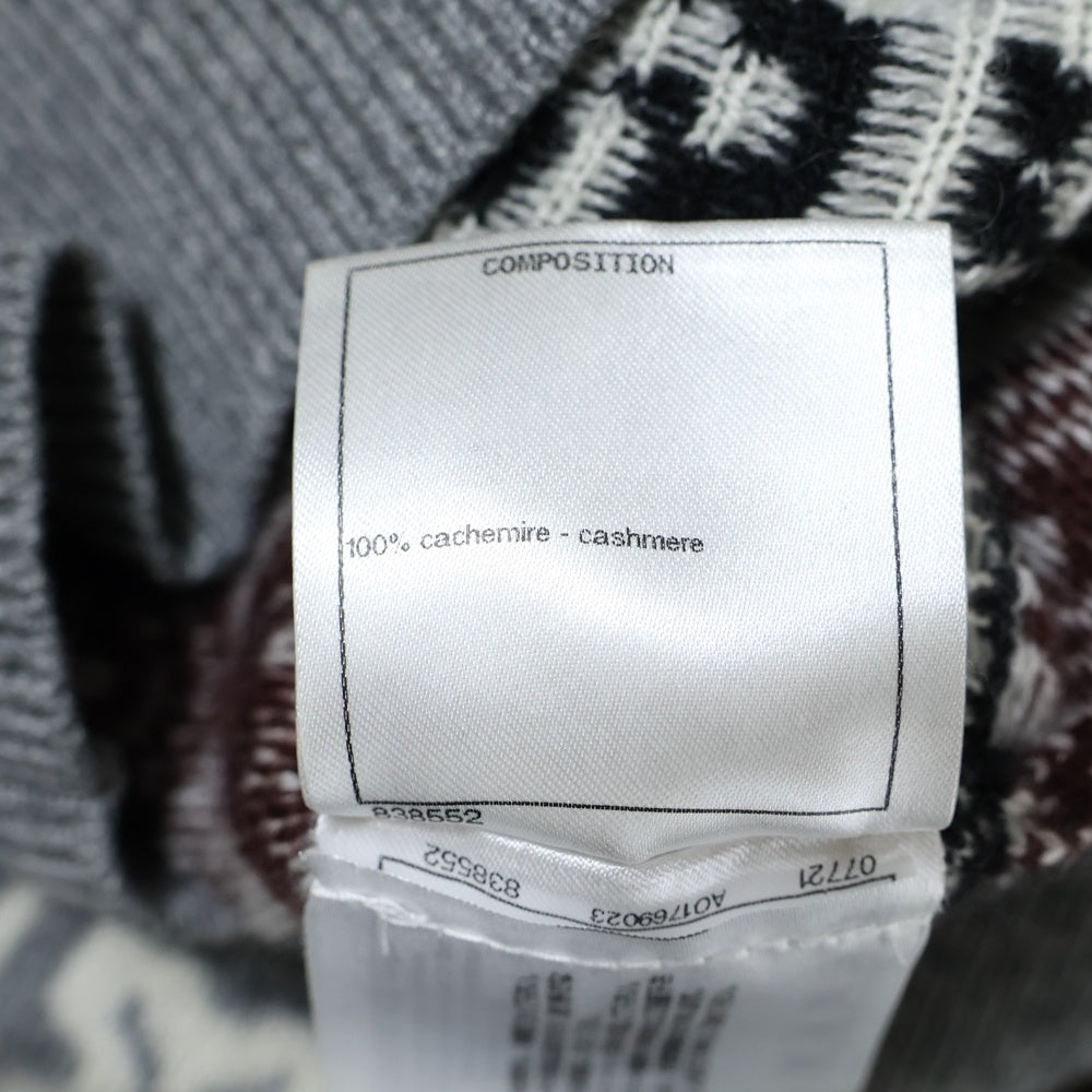 CHANEL(シャネル) ココマーク カシミヤ ノルディック柄 クルーネック プルオーバー 長袖ニット セーター グレー/ブラウン レディース P62184K47603