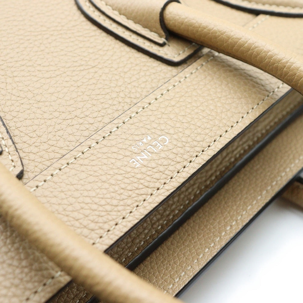 CELINE(セリーヌ) ラゲージ ナノショッパー ハンドバッグ 2wayショルダー デューン ベージュ レザー