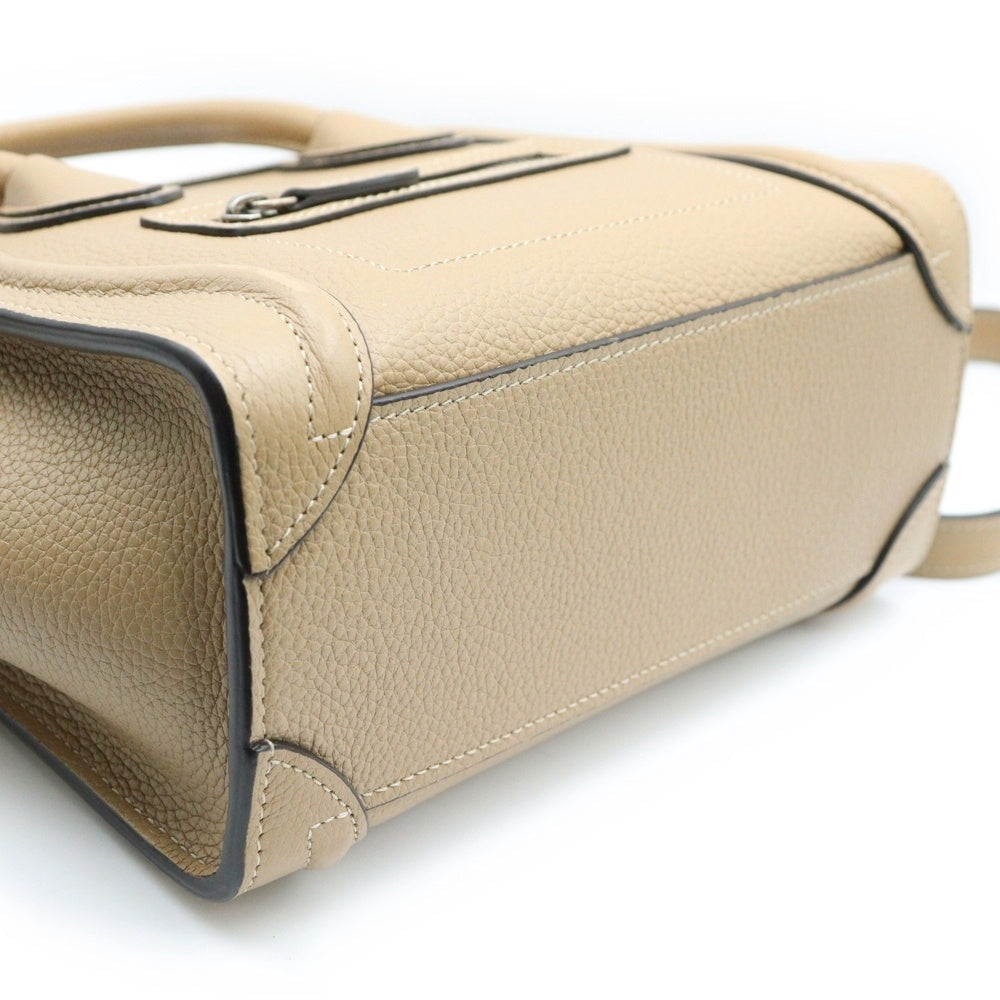 CELINE(セリーヌ) ラゲージ ナノショッパー ハンドバッグ 2wayショルダー デューン ベージュ レザー