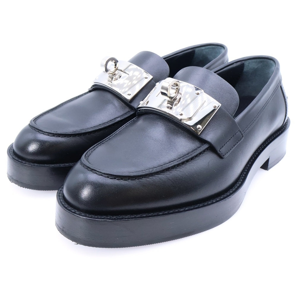 HERMES(エルメス) 23AW HOT ホット ケリーバックル レザー ローカットシューズ ローファー シルバー金具 ブラック レディース