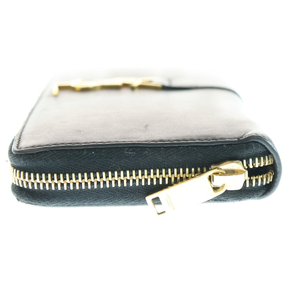 SAINT LAURENT PARIS(サンローランパリ) カサンドラ ラウンドファスナーレザーロングウォレット 長財布 ブラック/ゴールド