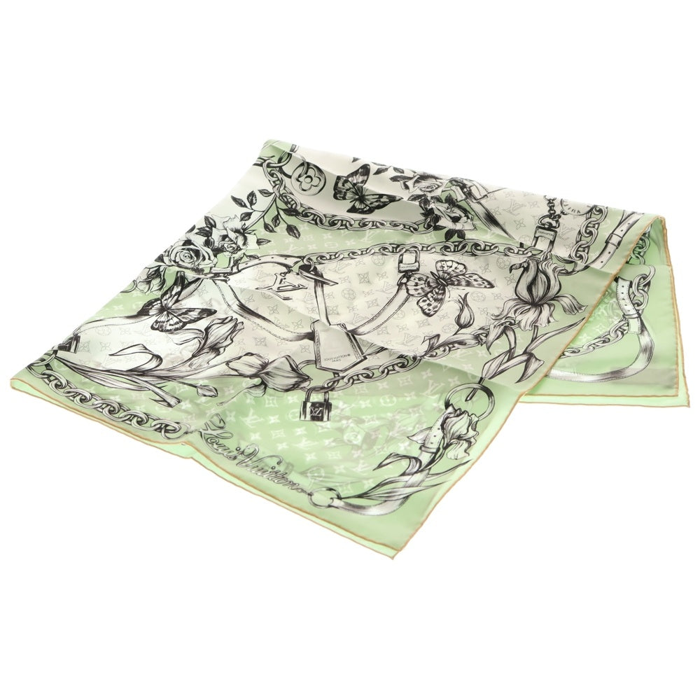 LOUIS VUITTON(ルイヴィトン) カレ90・ブルーミング モノグラム スカーフ ライトグリーン M96872