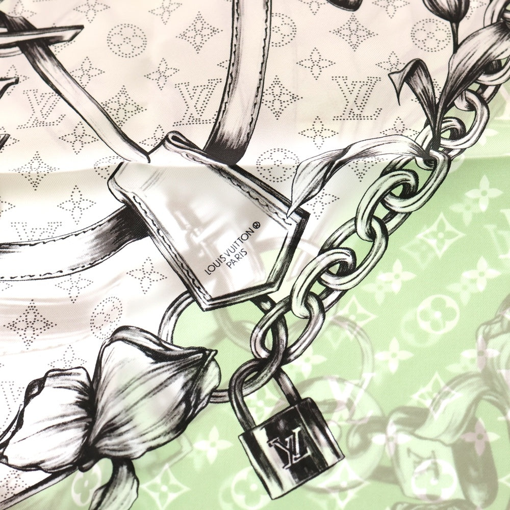 LOUIS VUITTON(ルイヴィトン) カレ90・ブルーミング モノグラム スカーフ ライトグリーン M96872