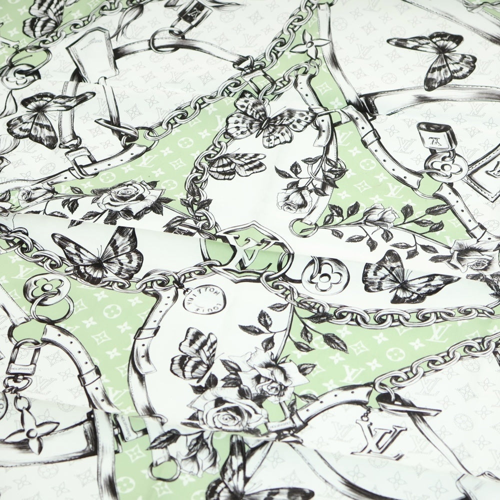 LOUIS VUITTON(ルイヴィトン) カレ90・ブルーミング モノグラム スカーフ ライトグリーン M96872