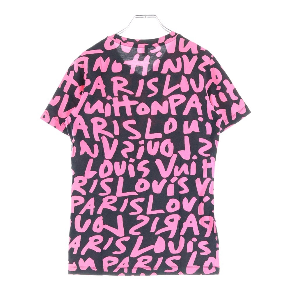 LOUIS VUITTON(ルイヴィトン) 09SS グラフティ Vネックロゴプリント半袖Tシャツ カットソー ブラック/ピンク RW091T WOTS09JES