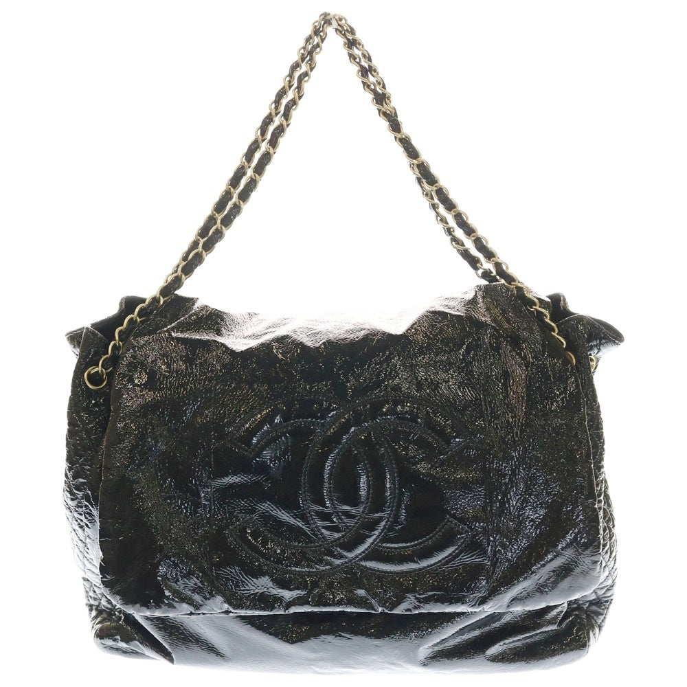 CHANEL(シャネル) チェーンショルダーバッグ ブラック パテントレザー ゴールド金具