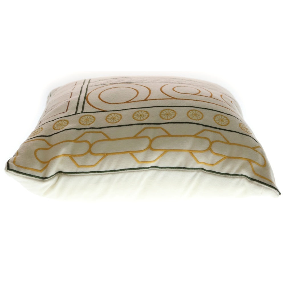 HERMES(エルメス) 23SS Fete au Faubourg フェイト オ フォーブル 幾何学柄 カシミヤ クッション ベージュ