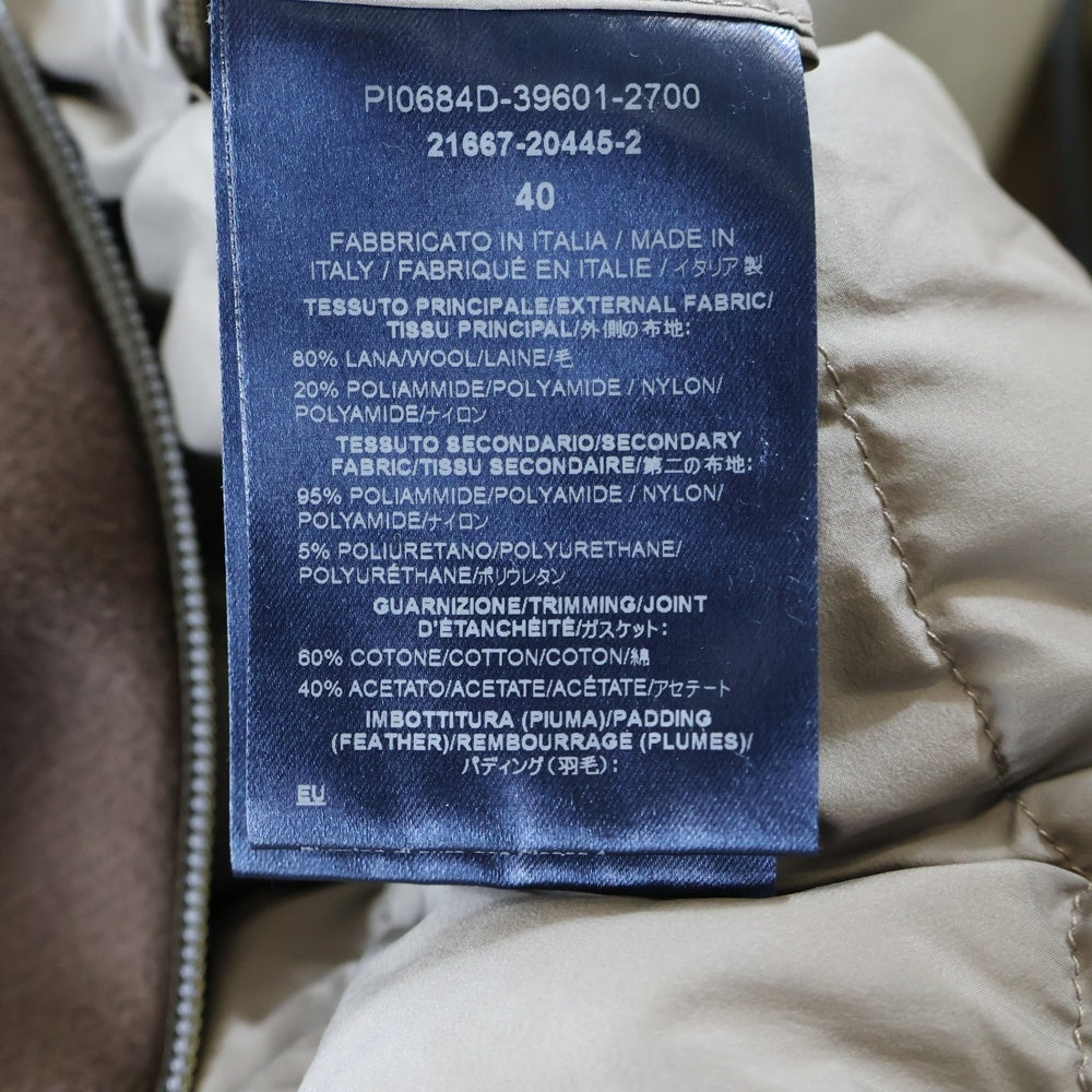 HERNO(ヘルノ) ウール切り替え スタンドカラー ジップアップ ダウン ロング ジャケット コート ベージュ レディース PI0684D-39601-2700