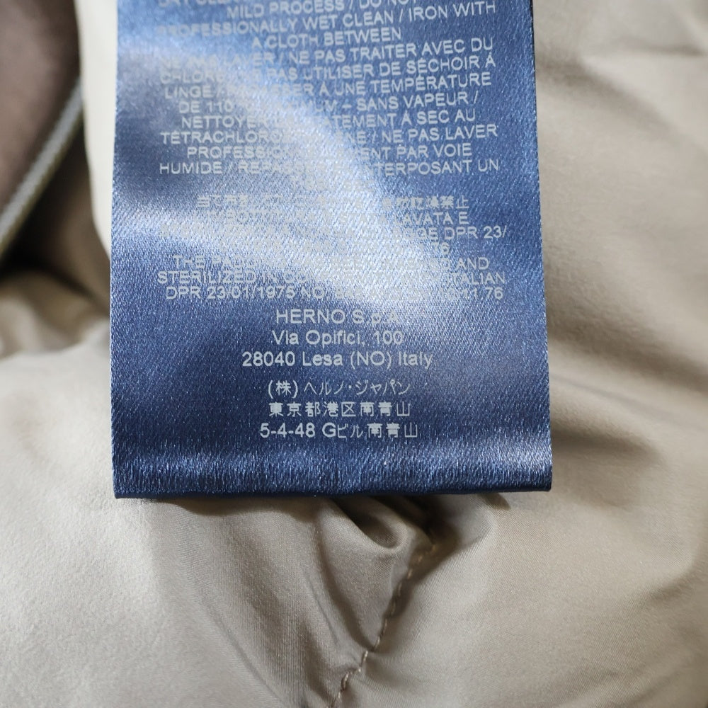 HERNO(ヘルノ) ウール切り替え スタンドカラー ジップアップ ダウン ロング ジャケット コート ベージュ レディース PI0684D-39601-2700