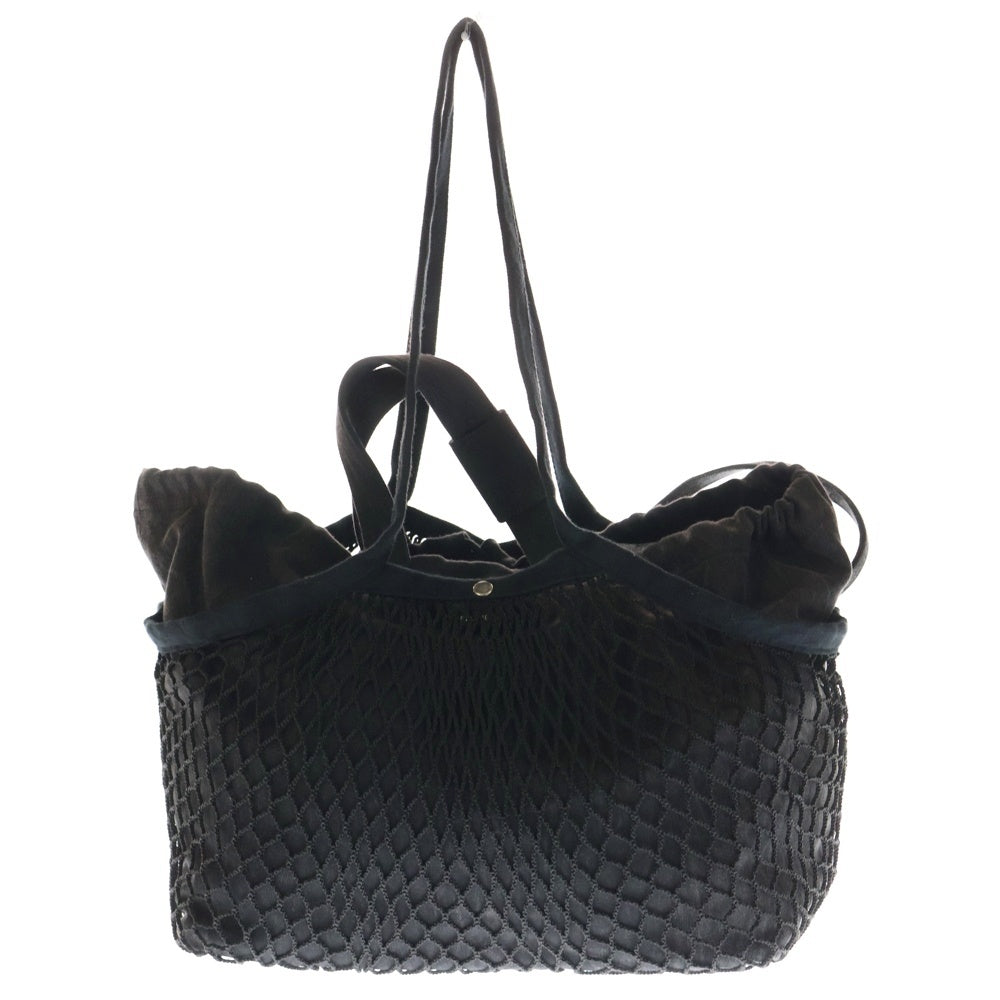 BALENCIAGA(バレンシアガ) 24/7 Logo Mesh Denim Tote Bag Medium ポーチ付ウォッシュ加工ロゴメッシュハンドバッグ ブラック 791809 2AA47