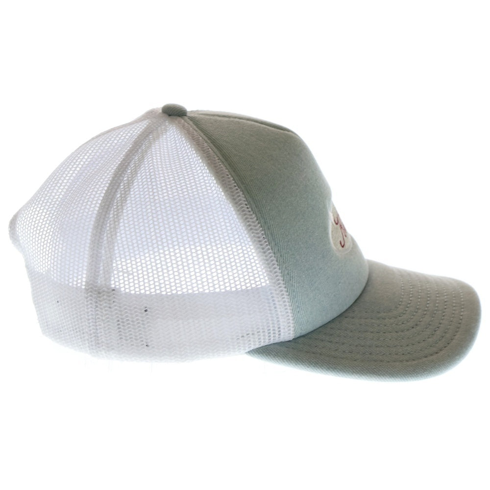 KITH(キス) Logo Denim Nolan Trucker Cap ロゴナイロントラッカーキャップ 帽子 ホワイト/ライトブルー