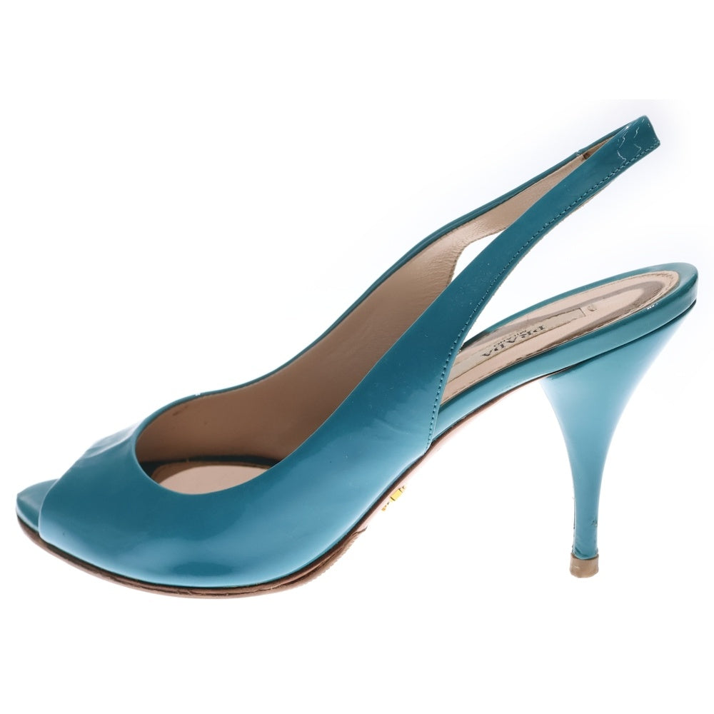 PRADA(プラダ) パテントレザー オープントゥ ヒール ストラップ サンダル シューズ ライトブルー レディース