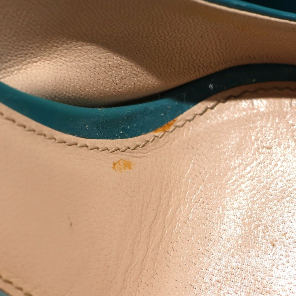 PRADA(プラダ) パテントレザー オープントゥ ヒール ストラップ サンダル シューズ ライトブルー レディース