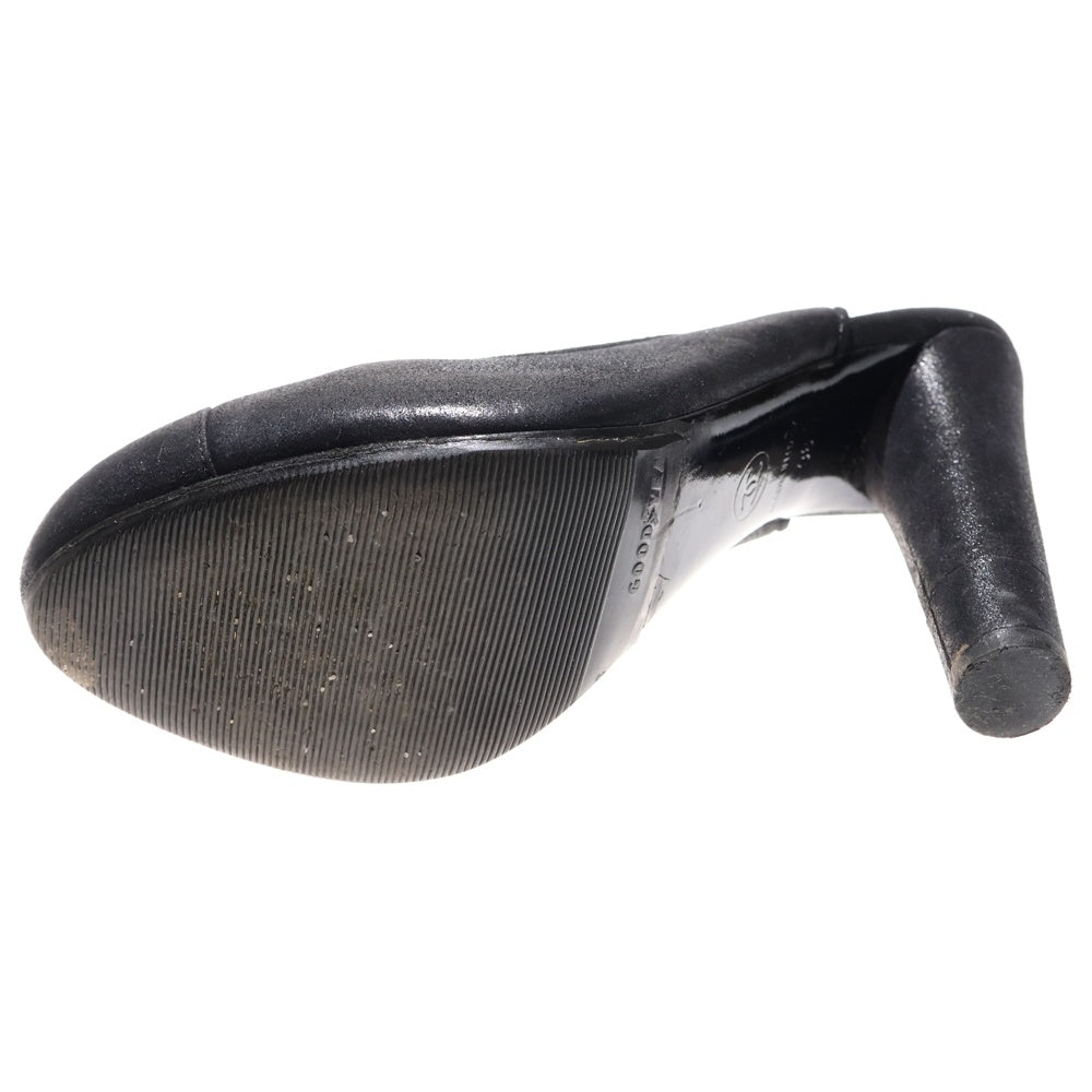 CHANEL(シャネル) ココマーク ロゴプレート スエードレザー ヒール ストラップ パンプス シューズ ブラック レディース G26890