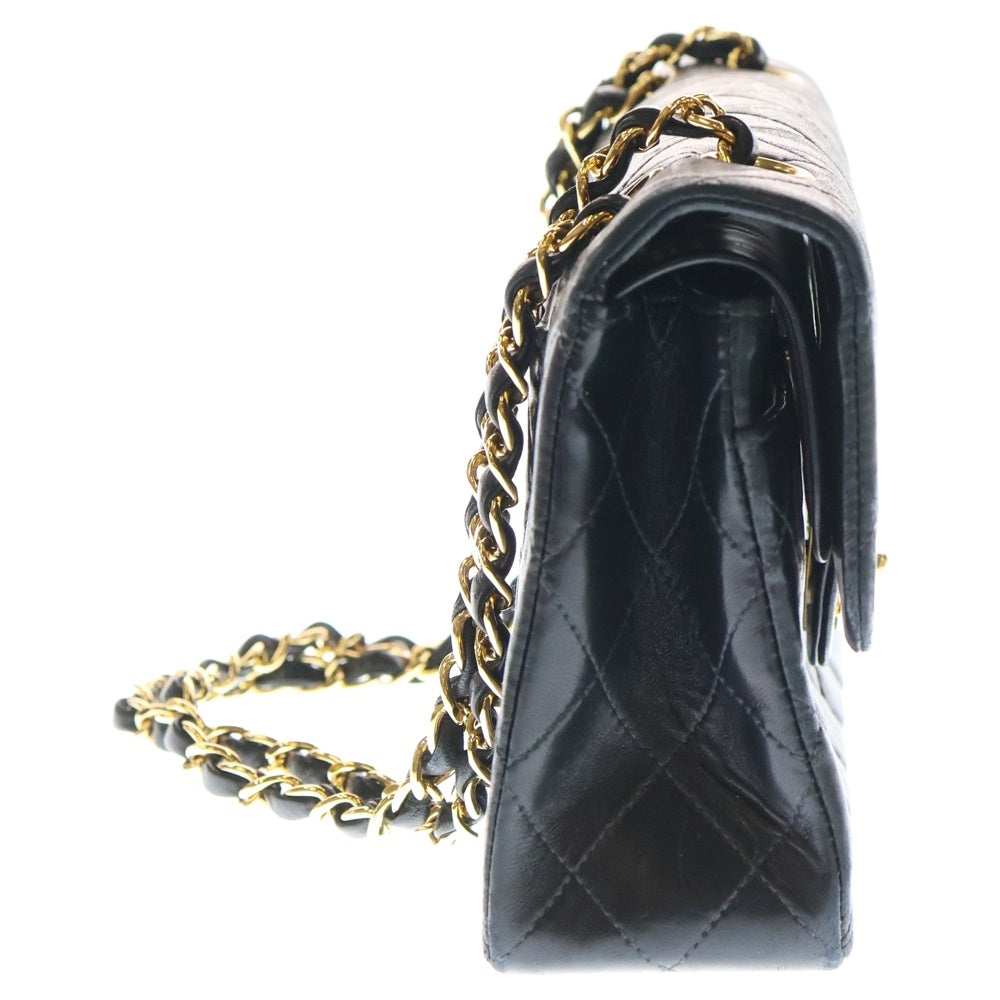CHANEL(シャネル) マトラッセ2 Wフラップ Wチェーン ラムスキン レザーショルダーバッグ ブラック