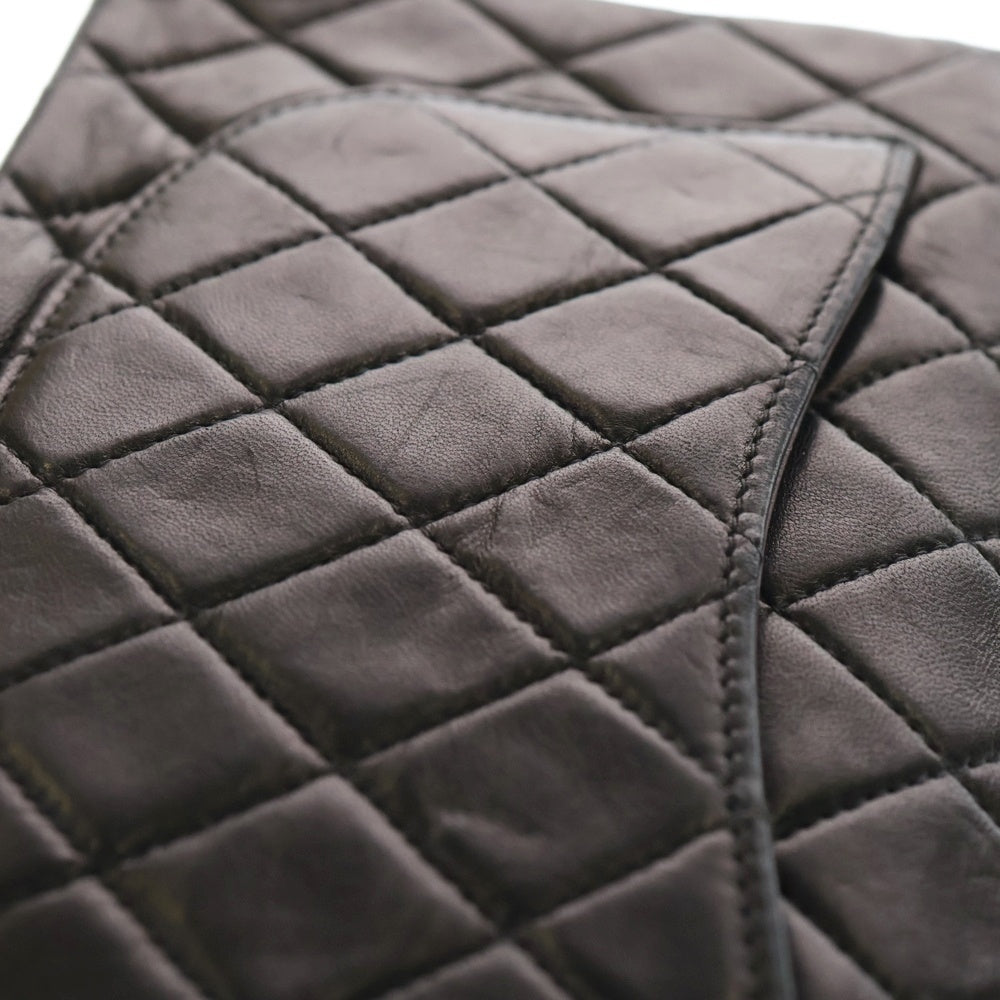 CHANEL(シャネル) マトラッセ2 Wフラップ Wチェーン ラムスキン レザーショルダーバッグ ブラック