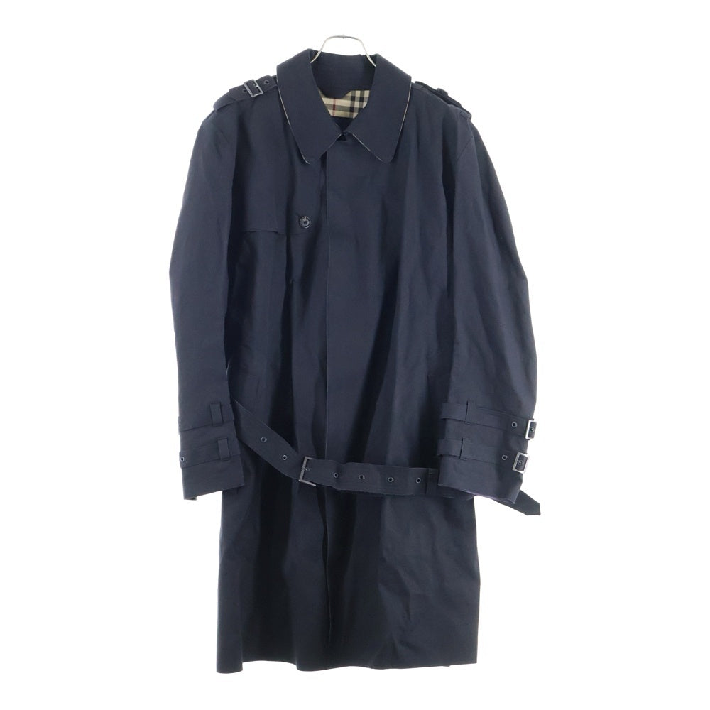 BURBERRY LONDON(バーバリーロンドン) 裏地ノバチェック 比翼ボタン コットン トレンチ ロング コート ブラック/ベージュ