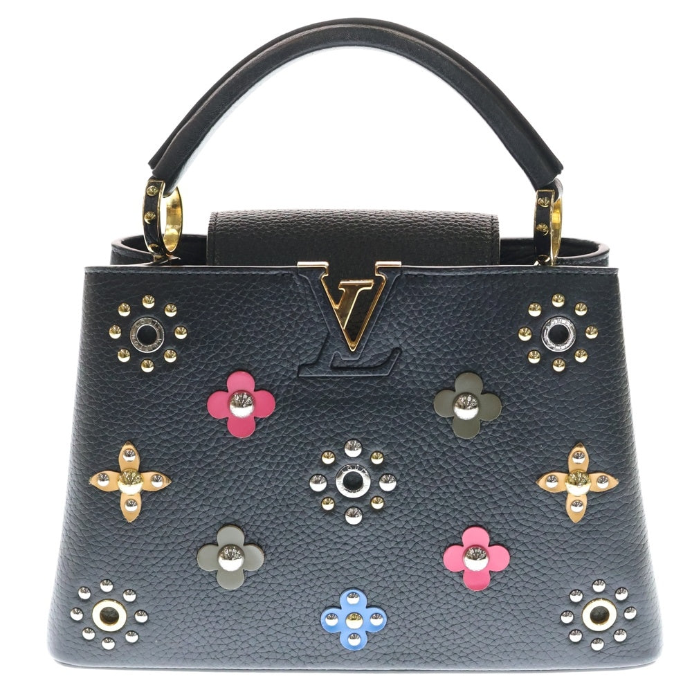 LOUIS VUITTON(ルイヴィトン) LV カプシーヌBB フラワースタッズ装飾 2way レザーハンドバッグ ショルダーバッグ ブラック M54311