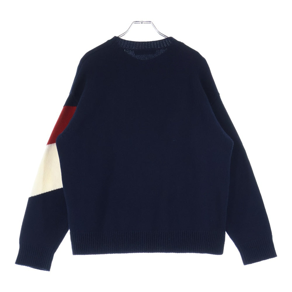 Valentino　ヴァレンティノ　ロゴ入り長袖ニットセーター VALENTINO(ヴァレンティノ) ロゴ刺繍 トリコロールVジャガード クルー