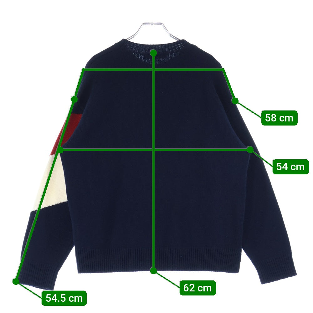 VALENTINO(ヴァレンティノ) ロゴ刺繍 トリコロールVジャガード クルー