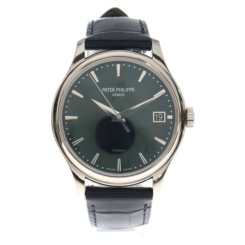 PATEK PHILIPPE(パテックフィリップ) 5527G-010 Calatrava Tiffany&Co. カラトラバ ティファニー ダブルネーム 黒文字盤 SS×革/AT 自動巻き