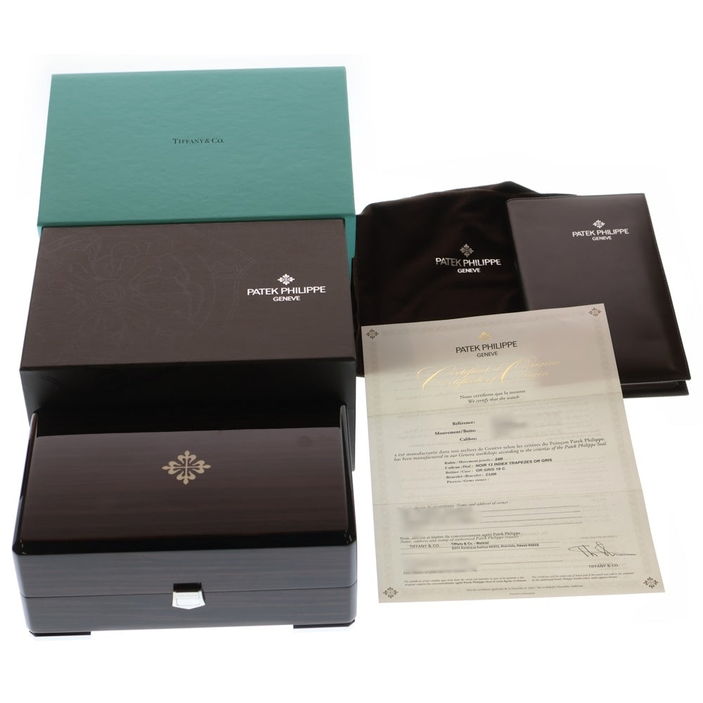 PATEK PHILIPPE(パテックフィリップ) 5527G-010 Calatrava Tiffany&Co. カラトラバ ティファニー ダブルネーム 黒文字盤 SS×革/AT 自動巻き