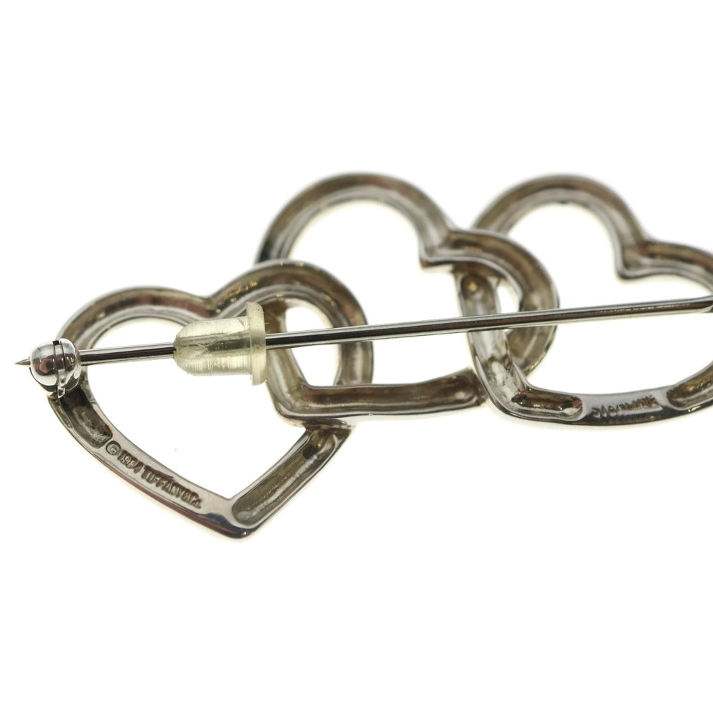 TIFFANY & Co.(ティファニー) ハートモチーフ 3連 ブローチ ピンバッジ シルバー SV