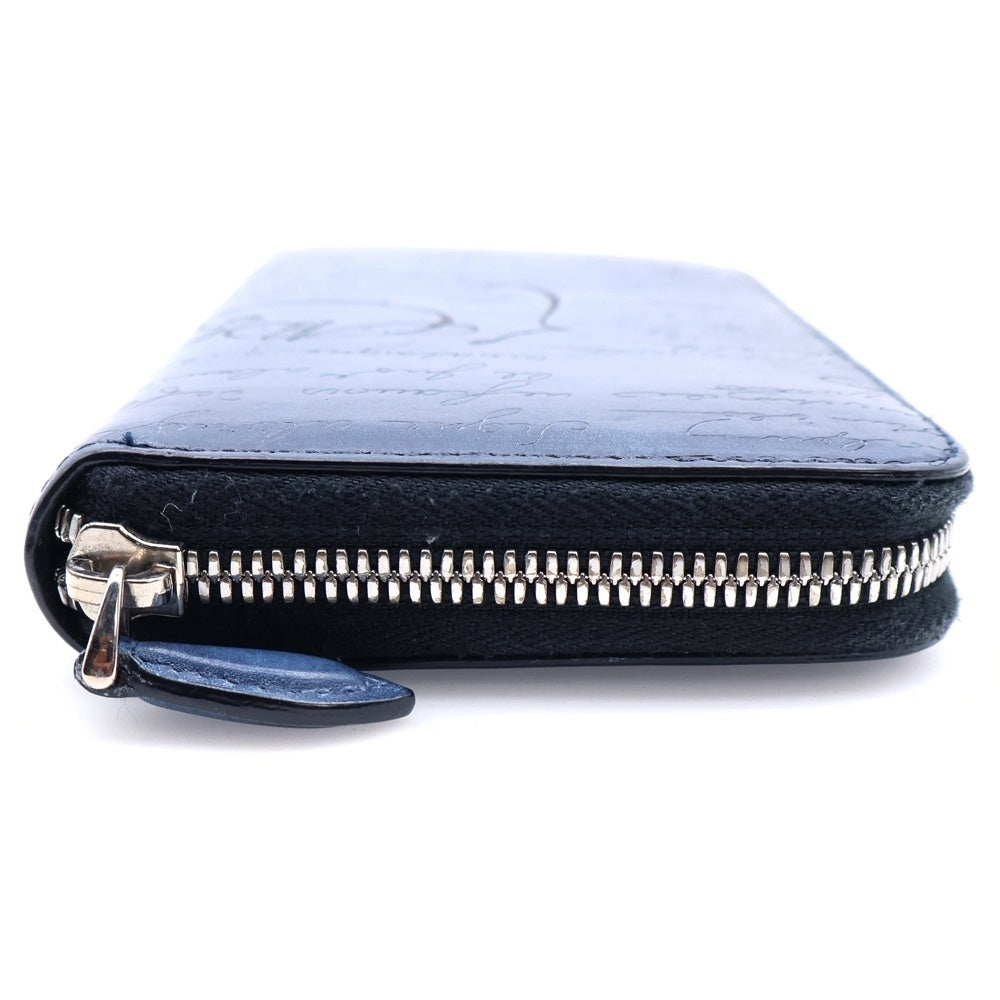 Berluti(ベルルッティ) カリグラフィ ロングウォレット 長財布 カードケース ブルー レザー シルバー金具