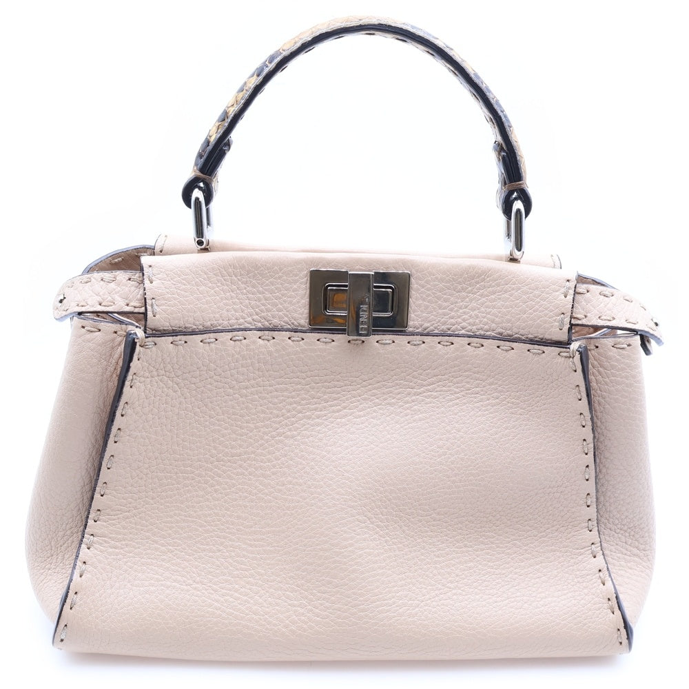 FENDI(フェンディ) ピーカブー ミニ セレリア ハンドバッグ ベージュ レザー×パイソン 8BN244 レディース