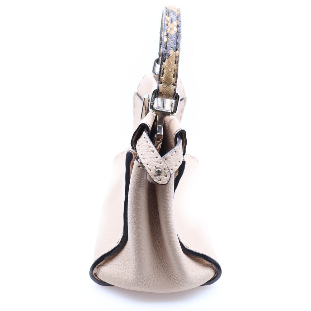 FENDI(フェンディ) ピーカブー ミニ セレリア ハンドバッグ ベージュ レザー×パイソン 8BN244 レディース