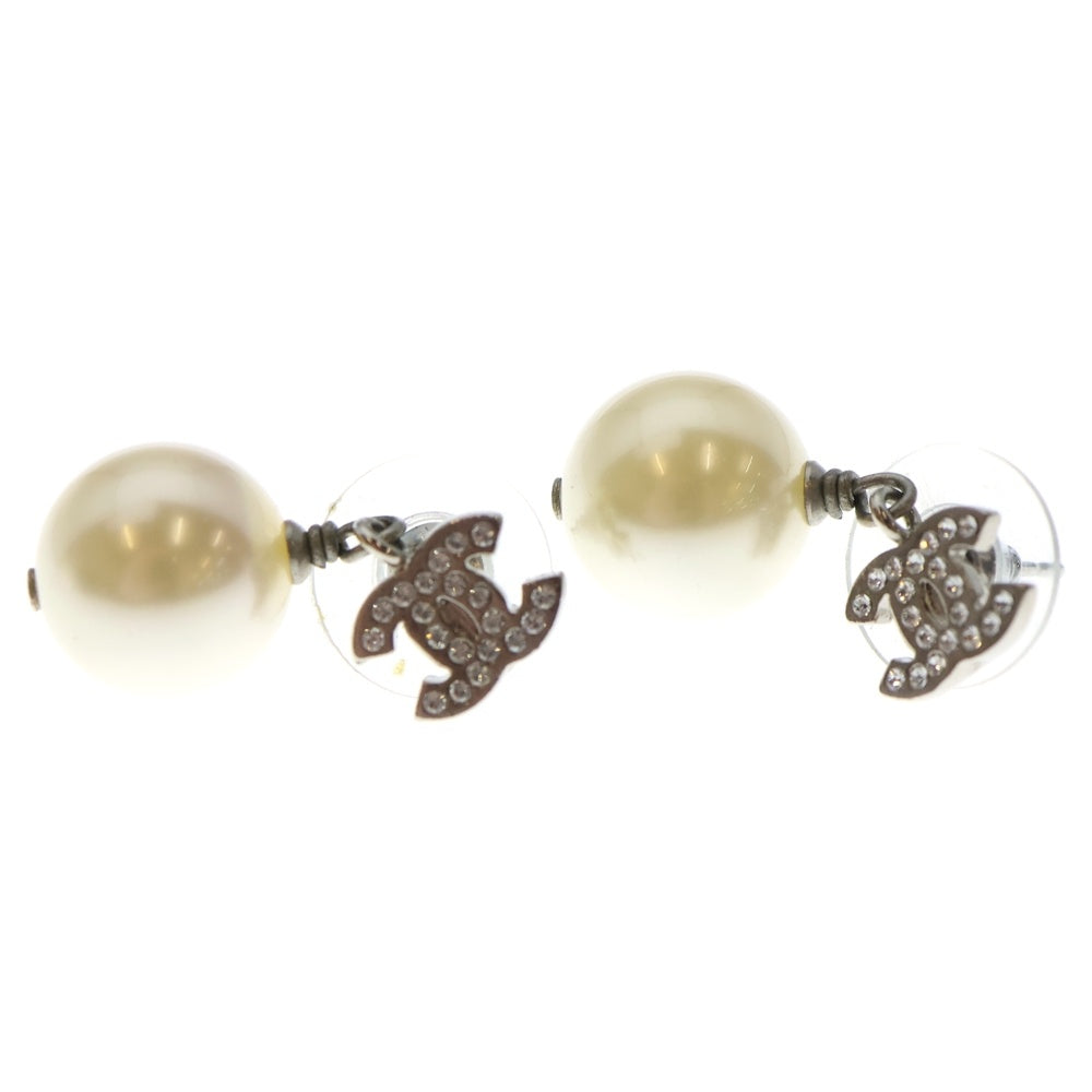 CHANEL(シャネル) ココマーク ラインストーン パールピアス シルバー