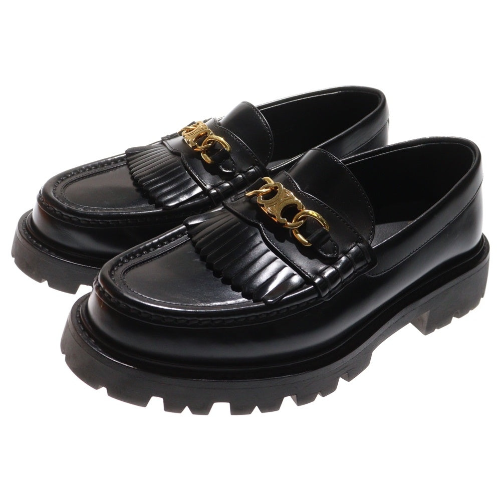 CELINE(セリーヌ) トリオンフ ロゴプレート レザー タッセル ローカットシューズ ローファー ブラック レディース