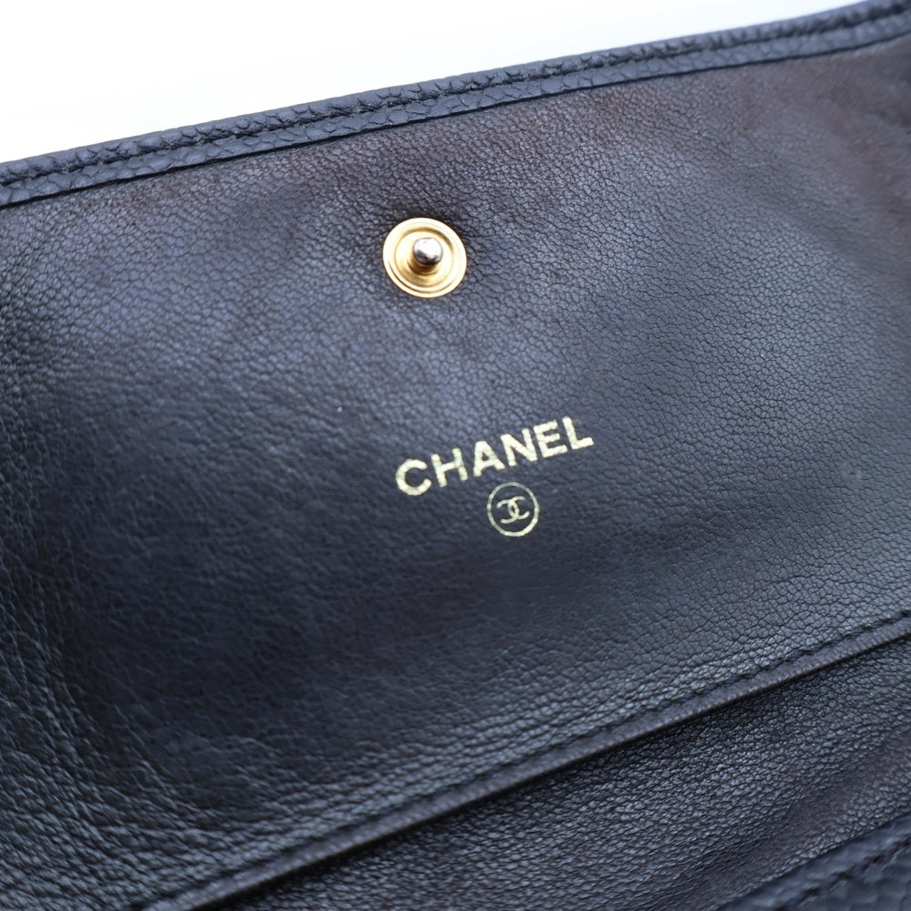 CHANEL(シャネル) ココマーク 三つ折り財布 コンパクトウォレット カードケース ブラック キャビアスキン