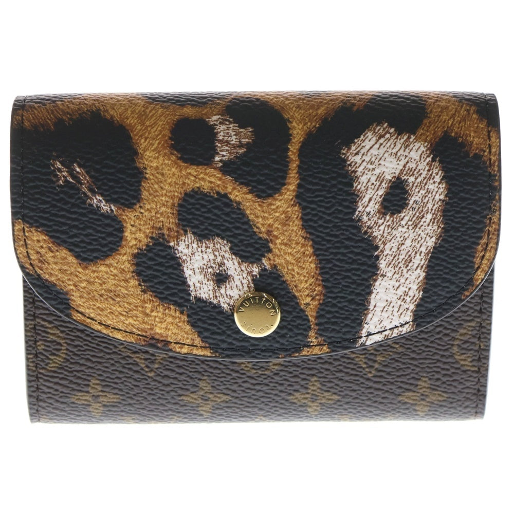LOUIS VUITTON(ルイヴィトン) モノグラム ポルトモネ・ロザリ アニマルモチーフ レオパード コンパクトウォレット 三つ折り財布 ブラウン M13852 ゴールド金具