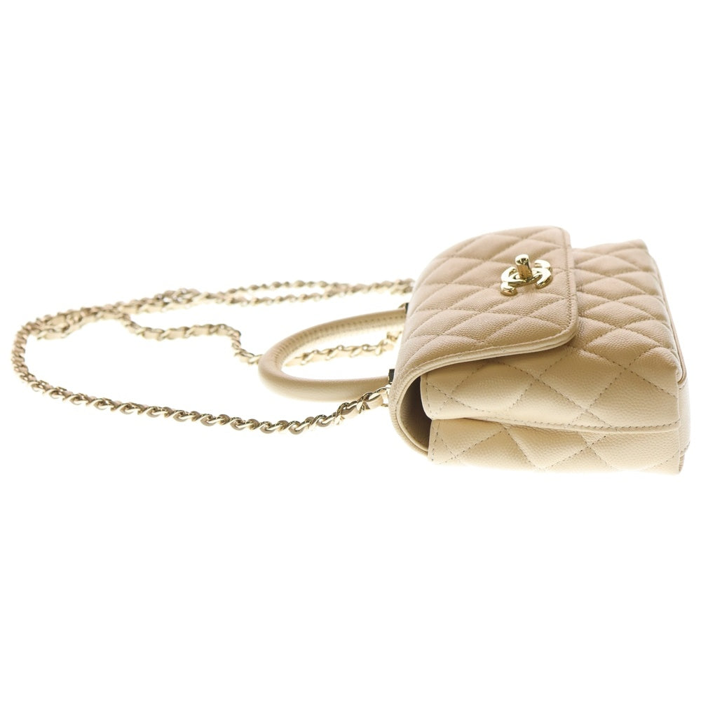 CHANEL(シャネル) ココハンドル エクストラミニ キャビアスキン レザーハンドバッグ ショルダーバッグ ベージュ シャンパンGD金具 AP4244 レディース