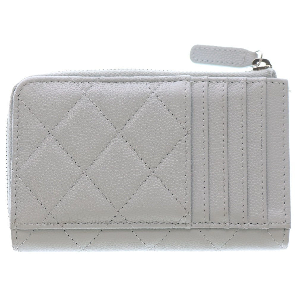 CHANEL(シャネル) マトラッセ フラグメントケース ストラスブルー キャビアスキン シルバー金具 財布 レディース