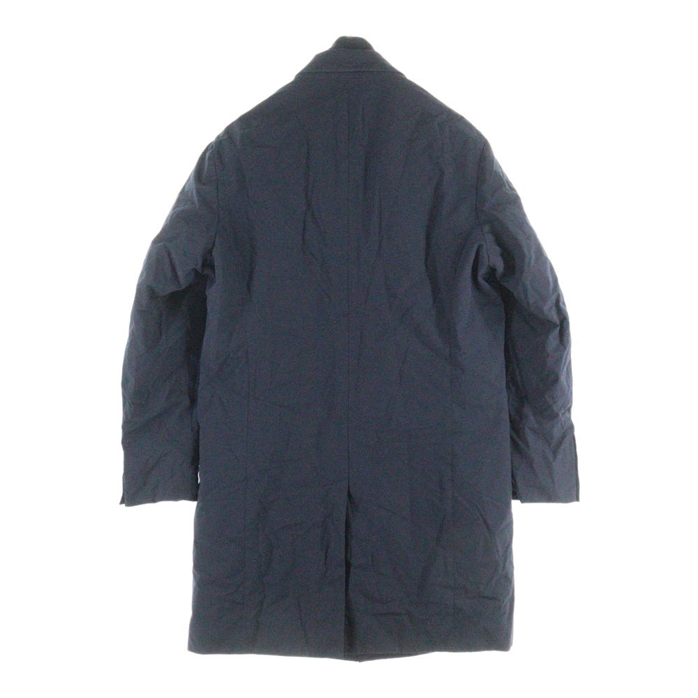 MONCLER(モンクレール) 21AW PALLU パル レザーワッペンロゴ スタンドカラー ドッキング ジップアップ ダウン チェスターコート ロング ジャケット ネイビー G20911C00013 539MS