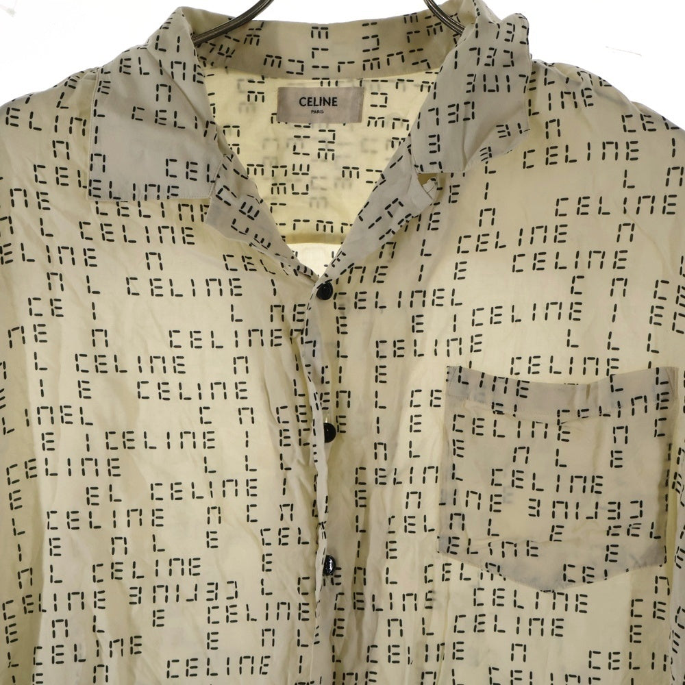 CELINE(セリーヌ) 22AW Desital Print Loose-Fit Hawaiian Shirt デジタルロゴ 総柄プリント ルーズフィット レーヨン ハワイアン アロハ オープンカラー 半袖シャツ 2C517977N